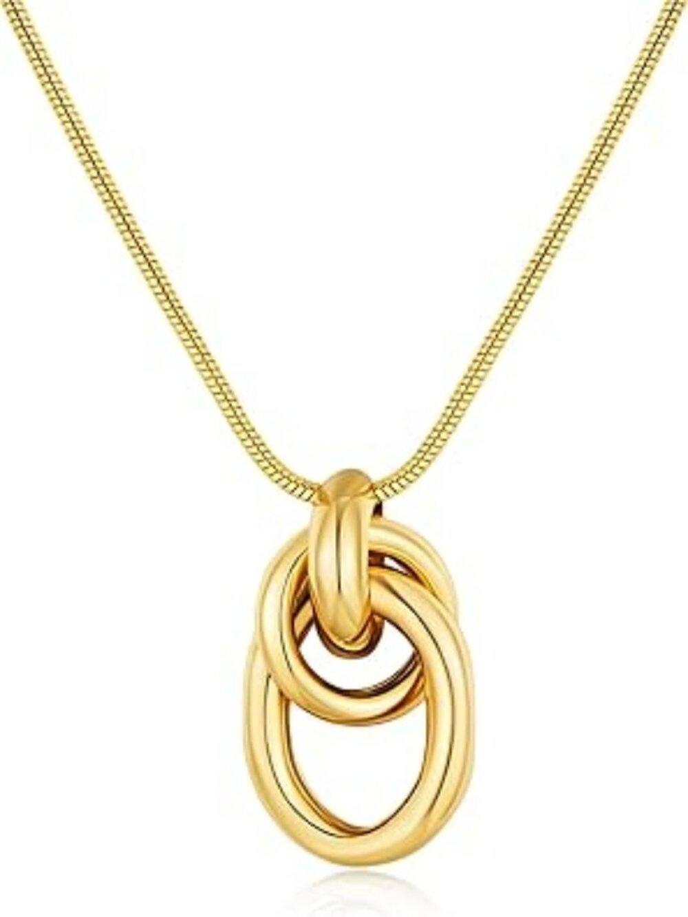 NEW Twisted Gold Tone Irregular Oval Pendant Necklace Minimalist Chunky Chain